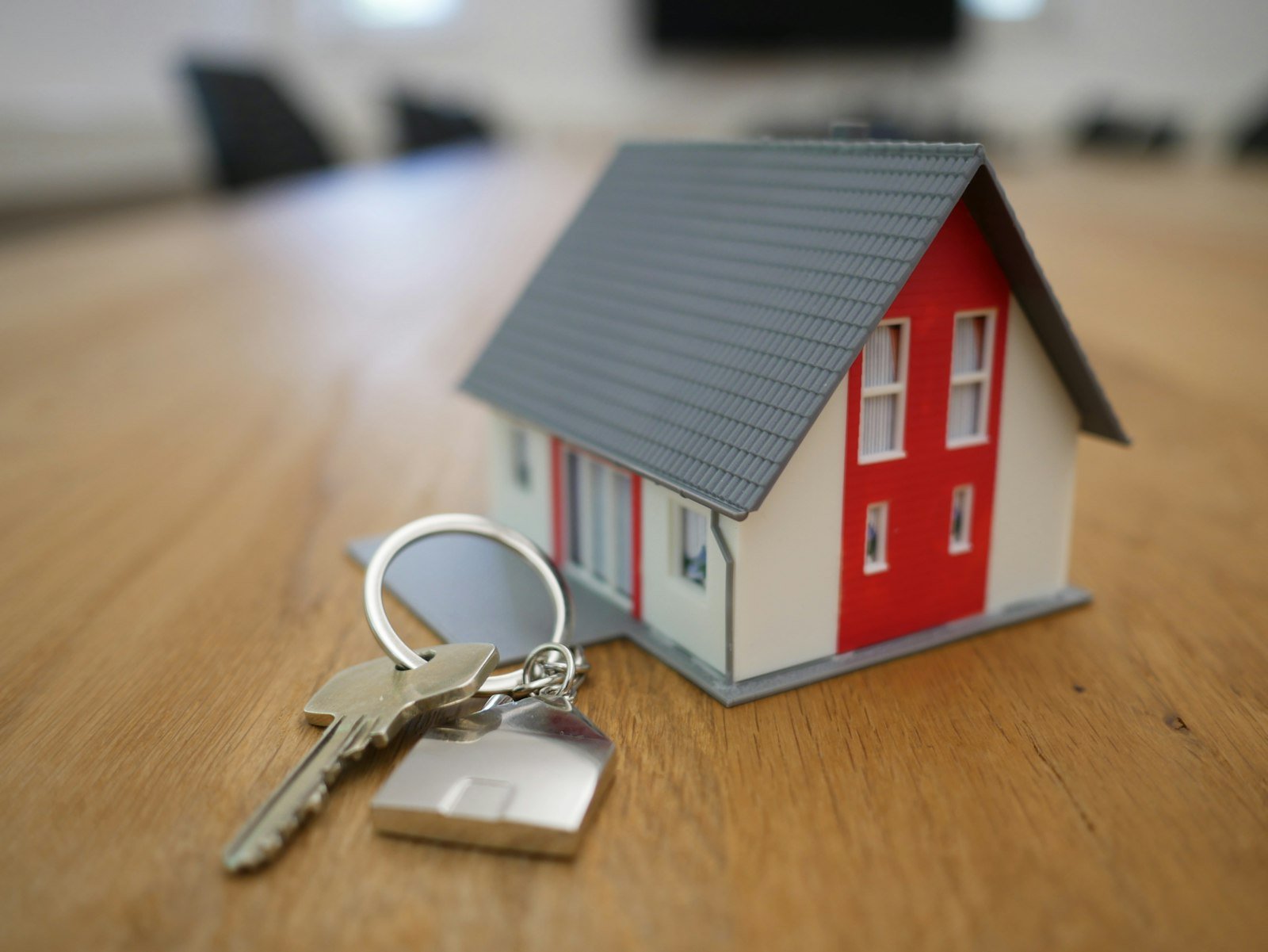 Miniature house model on a table